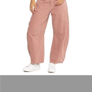 Free People We The Free Good Luck Mid-Rise Barrel Jeans Sunsetter/Rose NWT